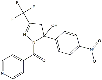 5-{4-nitrophenyl}-1-isonicotinoyl-3-(trifluoromethyl)-4,5-dihydro-1H-pyrazol-5-ol Struktur