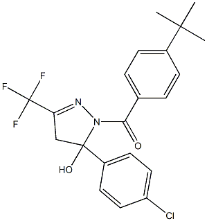 1-(4-tert-butylbenzoyl)-5-(4-chlorophenyl)-3-(trifluoromethyl)-4,5-dihydro-1H-pyrazol-5-ol Struktur