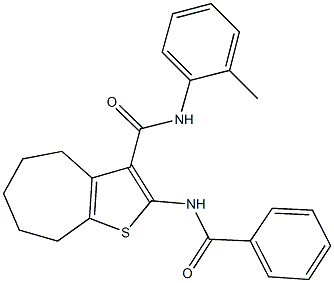 2-(benzoylamino)-N-(2-methylphenyl)-5,6,7,8-tetrahydro-4H-cyclohepta[b]thiophene-3-carboxamide Struktur