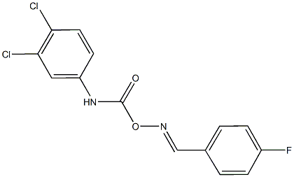 1,2-dichloro-4-[({[(4-fluorobenzylidene)amino]oxy}carbonyl)amino]benzene Struktur