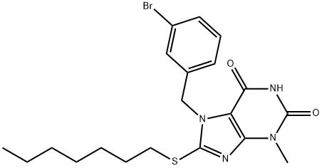 7-(3-bromobenzyl)-8-(heptylsulfanyl)-3-methyl-3,7-dihydro-1H-purine-2,6-dione Struktur