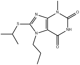 8-(isopropylsulfanyl)-3-methyl-7-propyl-3,7-dihydro-1H-purine-2,6-dione Struktur