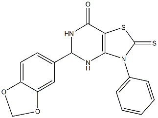 5-(1,3-benzodioxol-5-yl)-3-phenyl-2-thioxo-2,3,5,6-tetrahydro[1,3]thiazolo[4,5-d]pyrimidin-7(4H)-one Struktur