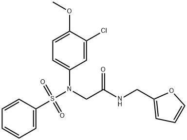 2-[3-chloro-4-methoxy(phenylsulfonyl)anilino]-N-(2-furylmethyl)acetamide Struktur