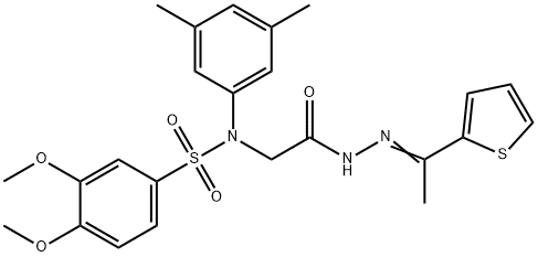 N-(3,5-dimethylphenyl)-3,4-dimethoxy-N-(2-oxo-2-{2-[1-(2-thienyl)ethylidene]hydrazino}ethyl)benzenesulfonamide Struktur