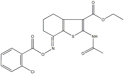 ethyl 2-(acetylamino)-7-{[(2-chlorobenzoyl)oxy]imino}-4,5,6,7-tetrahydro-1-benzothiophene-3-carboxylate Struktur