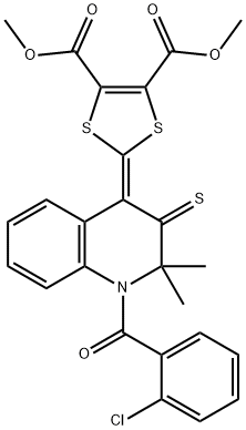 dimethyl 2-(1-(2-chlorobenzoyl)-2,2-dimethyl-3-thioxo-2,3-dihydro-4(1H)-quinolinylidene)-1,3-dithiole-4,5-dicarboxylate Struktur