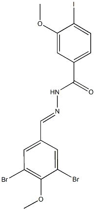 N'-(3,5-dibromo-4-methoxybenzylidene)-4-iodo-3-methoxybenzohydrazide Struktur