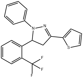 1-phenyl-3-(2-thienyl)-5-[2-(trifluoromethyl)phenyl]-4,5-dihydro-1H-pyrazole Struktur