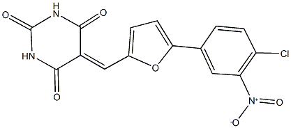 5-[(5-{4-chloro-3-nitrophenyl}-2-furyl)methylene]-2,4,6(1H,3H,5H)-pyrimidinetrione Struktur