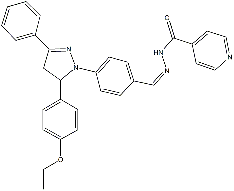 N'-{4-[5-(4-ethoxyphenyl)-3-phenyl-4,5-dihydro-1H-pyrazol-1-yl]benzylidene}isonicotinohydrazide Struktur