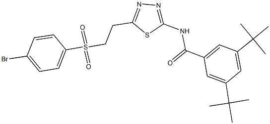 N-(5-{2-[(4-bromophenyl)sulfonyl]ethyl}-1,3,4-thiadiazol-2-yl)-3,5-ditert-butylbenzamide Struktur