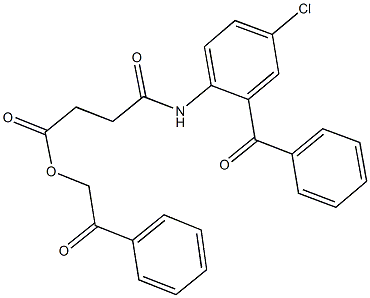 2-oxo-2-phenylethyl 4-(2-benzoyl-4-chloroanilino)-4-oxobutanoate Struktur