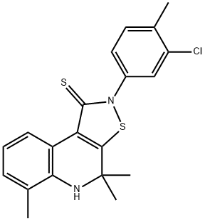 2-(3-chloro-4-methylphenyl)-4,4,6-trimethyl-4,5-dihydroisothiazolo[5,4-c]quinoline-1(2H)-thione Struktur