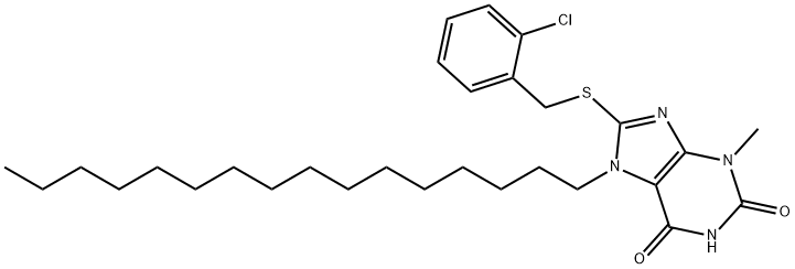 8-[(2-chlorobenzyl)sulfanyl]-7-hexadecyl-3-methyl-3,7-dihydro-1H-purine-2,6-dione Struktur