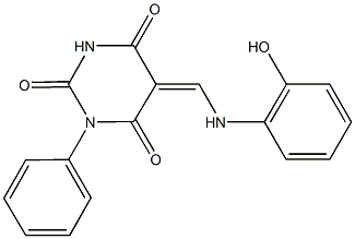 5-[(2-hydroxyanilino)methylene]-1-phenyl-2,4,6(1H,3H,5H)-pyrimidinetrione Struktur