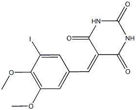 5-(3-iodo-4,5-dimethoxybenzylidene)-2,4,6(1H,3H,5H)-pyrimidinetrione Struktur