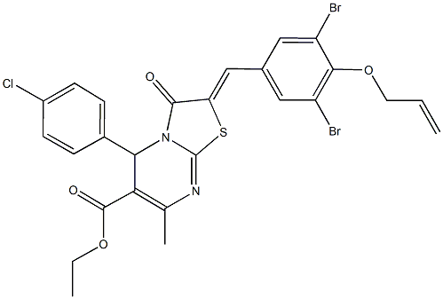 ethyl 2-[4-(allyloxy)-3,5-dibromobenzylidene]-5-(4-chlorophenyl)-7-methyl-3-oxo-2,3-dihydro-5H-[1,3]thiazolo[3,2-a]pyrimidine-6-carboxylate Struktur