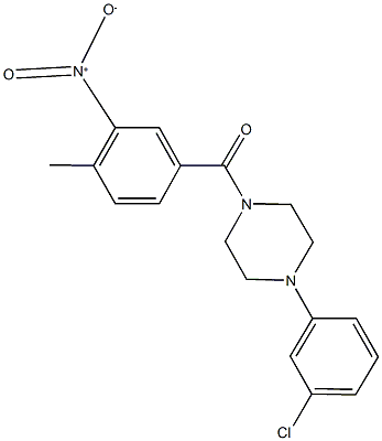 1-(3-chlorophenyl)-4-({3-nitro-4-methylphenyl}carbonyl)piperazine Struktur