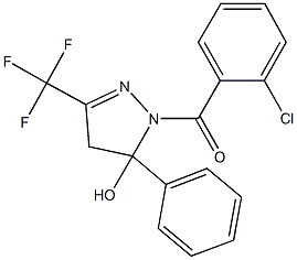 1-[(2-chlorophenyl)carbonyl]-5-phenyl-3-(trifluoromethyl)-4,5-dihydro-1H-pyrazol-5-ol Struktur