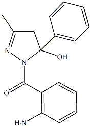 1-(2-aminobenzoyl)-3-methyl-5-phenyl-4,5-dihydro-1H-pyrazol-5-ol Struktur