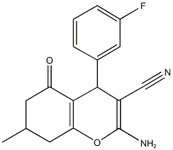 2-amino-4-(3-fluorophenyl)-7-methyl-5-oxo-5,6,7,8-tetrahydro-4H-chromene-3-carbonitrile Struktur