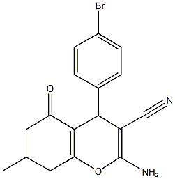 2-amino-4-(4-bromophenyl)-7-methyl-5-oxo-5,6,7,8-tetrahydro-4H-chromene-3-carbonitrile Struktur