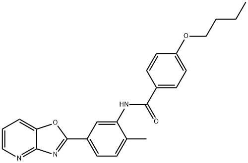 4-butoxy-N-(2-methyl-5-[1,3]oxazolo[4,5-b]pyridin-2-ylphenyl)benzamide Struktur