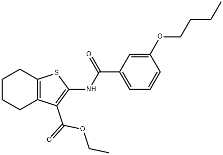 ethyl 2-[(3-butoxybenzoyl)amino]-4,5,6,7-tetrahydro-1-benzothiophene-3-carboxylate Struktur