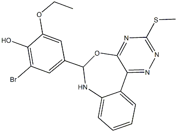 2-bromo-6-ethoxy-4-[3-(methylsulfanyl)-6,7-dihydro[1,2,4]triazino[5,6-d][3,1]benzoxazepin-6-yl]phenol Struktur