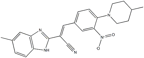 3-[3-nitro-4-(4-methyl-1-piperidinyl)phenyl]-2-(5-methyl-1H-benzimidazol-2-yl)acrylonitrile Struktur