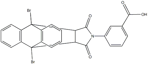 3-(1,8-dibromo-16,18-dioxo-17-azapentacyclo[6.6.5.0~2,7~.0~9,14~.0~15,19~]nonadeca-2,4,6,9,11,13-hexaen-17-yl)benzoic acid Struktur