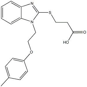 3-({1-[2-(4-methylphenoxy)ethyl]-1H-benzimidazol-2-yl}sulfanyl)propanoic acid Struktur