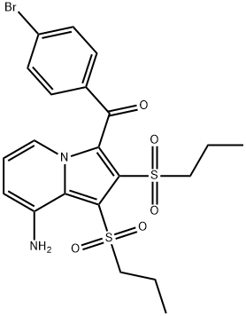 [8-amino-1,2-bis(propylsulfonyl)-3-indolizinyl](4-bromophenyl)methanone Struktur