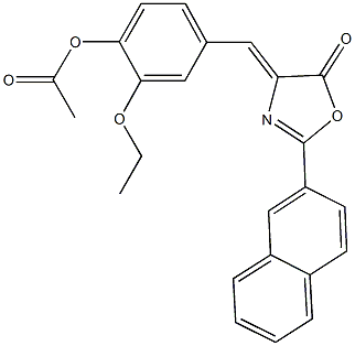 2-ethoxy-4-[(2-(2-naphthyl)-5-oxo-1,3-oxazol-4(5H)-ylidene)methyl]phenyl acetate Struktur