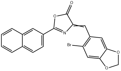 4-[(6-bromo-1,3-benzodioxol-5-yl)methylene]-2-(2-naphthyl)-1,3-oxazol-5(4H)-one Struktur