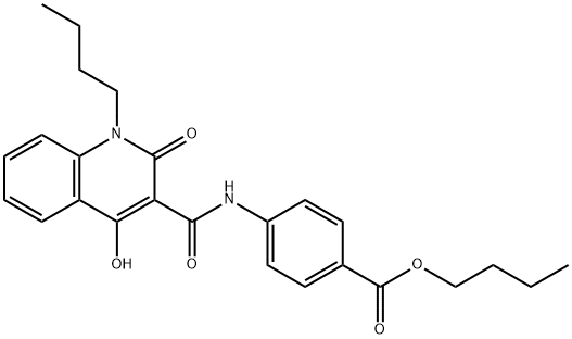 butyl 4-{[(1-butyl-4-hydroxy-2-oxo-1,2-dihydro-3-quinolinyl)carbonyl]amino}benzoate Struktur