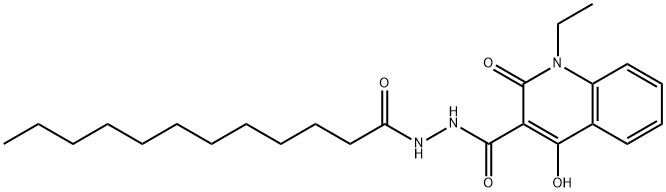 N'-dodecanoyl-1-ethyl-4-hydroxy-2-oxo-1,2-dihydroquinoline-3-carbohydrazide Struktur