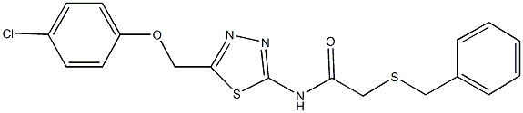 2-(benzylsulfanyl)-N-{5-[(4-chlorophenoxy)methyl]-1,3,4-thiadiazol-2-yl}acetamide Struktur