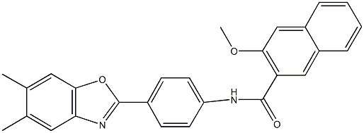 N-[4-(5,6-dimethyl-1,3-benzoxazol-2-yl)phenyl]-3-methoxy-2-naphthamide Struktur