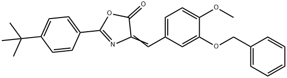 4-[3-(benzyloxy)-4-methoxybenzylidene]-2-(4-tert-butylphenyl)-1,3-oxazol-5(4H)-one Struktur