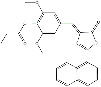 2,6-dimethoxy-4-[(2-(1-naphthyl)-5-oxo-1,3-oxazol-4(5H)-ylidene)methyl]phenyl propionate Struktur