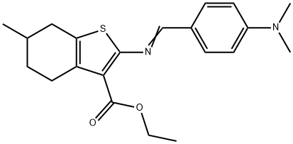 ethyl 2-{[4-(dimethylamino)benzylidene]amino}-6-methyl-4,5,6,7-tetrahydro-1-benzothiophene-3-carboxylate Struktur