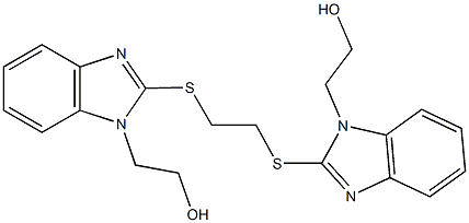 2-{2-[(2-{[1-(2-hydroxyethyl)-1H-benzimidazol-2-yl]sulfanyl}ethyl)sulfanyl]-1H-benzimidazol-1-yl}ethanol Struktur