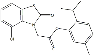 2-isopropyl-5-methylphenyl (4-chloro-2-oxo-1,3-benzothiazol-3(2H)-yl)acetate Struktur