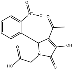 (3-acetyl-4-hydroxy-2-{2-nitrophenyl}-5-oxo-2,5-dihydro-1H-pyrrol-1-yl)acetic acid Struktur