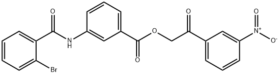 2-{3-nitrophenyl}-2-oxoethyl 3-[(2-bromobenzoyl)amino]benzoate Struktur