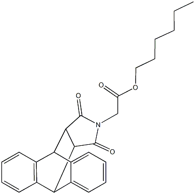 hexyl (16,18-dioxo-17-azapentacyclo[6.6.5.0~2,7~.0~9,14~.0~15,19~]nonadeca-2,4,6,9,11,13-hexaen-17-yl)acetate Struktur