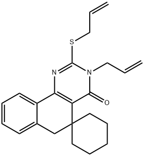 3-allyl-2-(allylsulfanyl)-5,6-dihydrospiro(benzo[h]quinazoline-5,1'-cyclohexane)-4(3H)-one Struktur