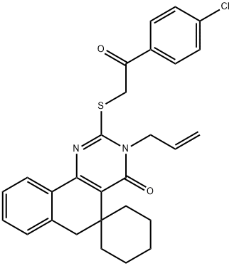 3-allyl-2-{[2-(4-chlorophenyl)-2-oxoethyl]sulfanyl}-5,6-dihydrospiro(benzo[h]quinazoline-5,1'-cyclohexane)-4(3H)-one Struktur